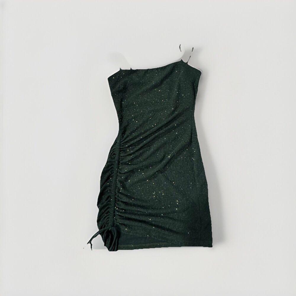 Windsor Mini Dress Emerald Green Glitter Ruched Bodycon Party Women Size Small